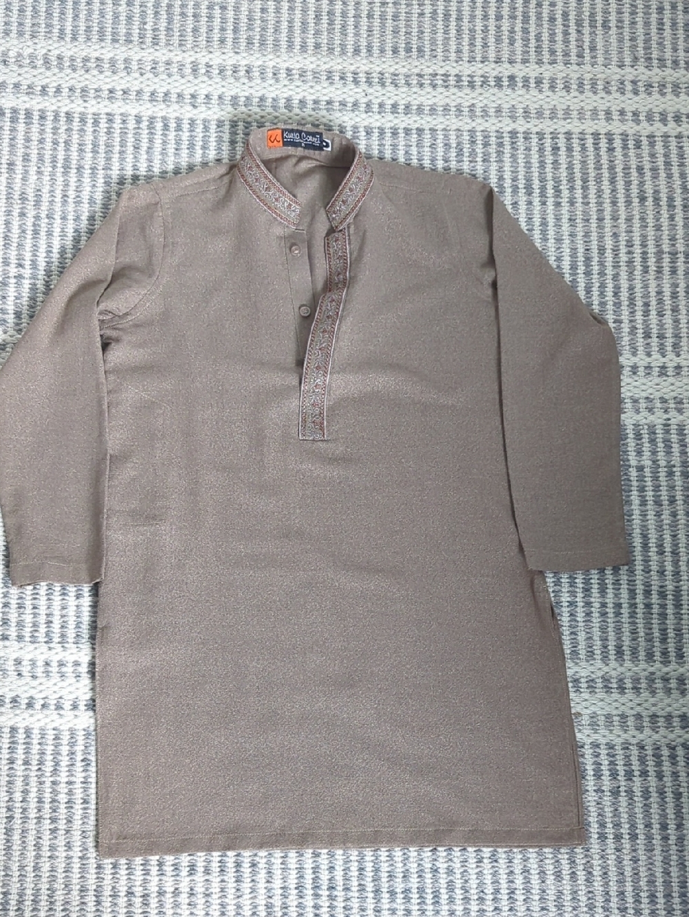Pakistani Boy's Kurta With Embroidered Neckline